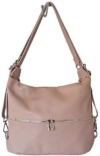 Bottega Carele Borsa Donna a spalla in vera pelle trasformabile in zaino made in italy (Rosa)