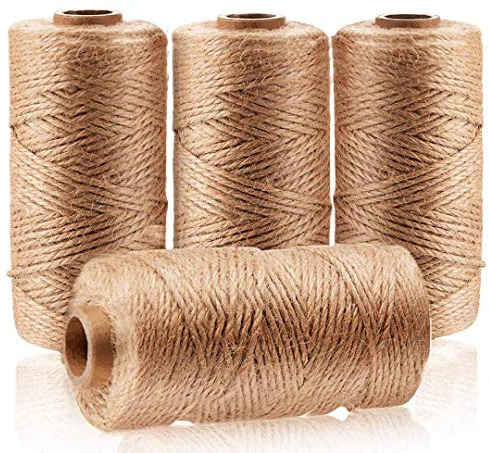 Packing Rope 4Pcs（1312 Foot）Natural Jute Rope Packing String Best Crafts Gift Twine Christmas Wreath Holiday Decoration and Gardening Application Profession Craft Hemp Rope