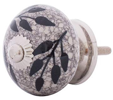 Knober Möbelknopf Keramik Marmoriert Porzellan Landhausstil Shabby-Chic Schrankknopf Türgriff (Beach 04 Ø40mm)