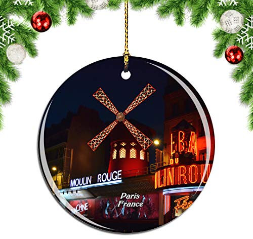 Weekino Frankreich Moulin Rouge Paris Weihnachtsdekoration Christbaumkugel Hängender Weihnachtsbaum Anhänger Dekor City Travel Souvenir Collection Porzellan 2,85 Zoll