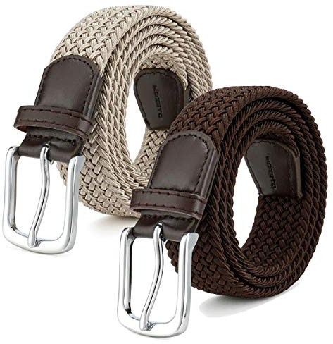 MOZETO Elastischer Stretch Flechtgürtel 3,3 cm Unisex stufenlos verstellbar