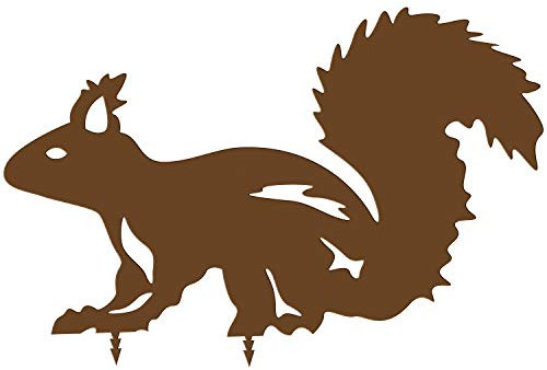 bellissa Diverse Deko Rost-Figuren Tiere – Lebensgroße Dekotiere Gartenstecker Zaun Corten Edelrost Eichhörnchen 30 x 20 x 0,15 cm