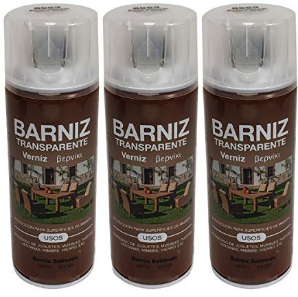 H HANSEL HOME Barniz Satinado Pintura Spray Multicolor 400 Ml - Pack de 3 Unidades