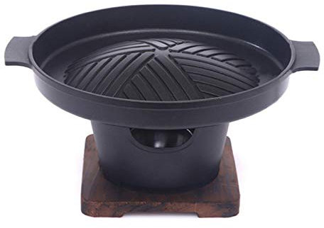 XXXXW Freistehende Grills Mini Japanischer Stil BBQ Grill Tragbare Tischplatte □ Grillofen □ mit Holzbasis für 1-2 Personen für Yakiniku, Robata, Yakitori, Takoyak Tragbarer Grill (Size : Large)