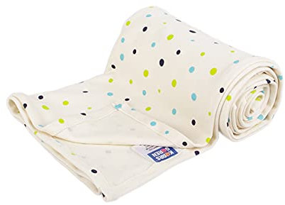 Kaarsgaren Baby und Kinder Bio-Baumwoll-Decke für den Sommer, Kuscheldecke für Jungen und Mädchen, Kinderwagendecke, Babydecke, Erstlingsdecke, Sommerdecke (Natur Punkten, 70 x 100 cm)
