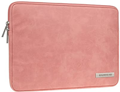 RAINYEAR Housse 13 Pouces Sacoche Cuir Artificiel Pochette Étanche Sleeve pour Ordinateur Portable, Compatible avec MacBook 13.6 M2 A2681 13.3 A2338 Air Pro M1 A2337 A2159 A2179 A2251 A2289, Corail