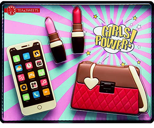 Geschenkset aus Schokolade – Handtasche, Lippenstifte & Smartphone – Originelles Schoko-Geschenk für Frauen & Teenager – Lustige Geschenkidee für Geburtstag, Muttertag, Weihnachten