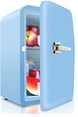 JNYB Mini Kühlschrank für Schlafzimmer 17 L/27 Dosen Tragbarer Kühler & Wärmer für Lebensmittel 12V Kühlschrank für Schlafzimmer, Zuhause, Büro, Wohnheim, Wohnmobil, Reise, mit Griff,Blau