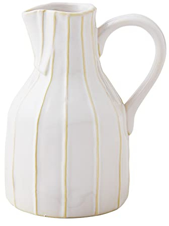 Mud Pie Cream Stoneware Jug Bud Vase, Small, 6.5 x 4