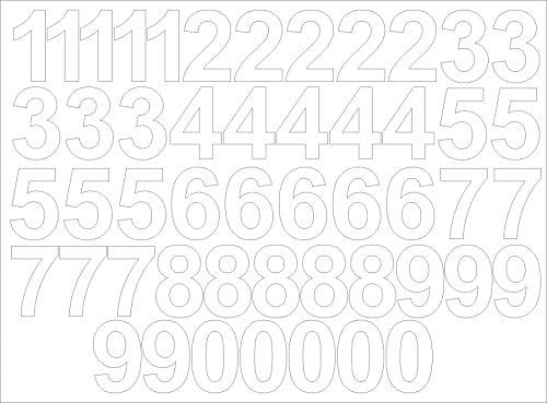 ShirtInStyle selbsklebende Aufkleber Zahlen, 15cm hoch, 50 Stück, Haustür, Mülltone, Basteln, Boote, Nummern, Kennzeichen, KFZ, Türen, Spint, Umkleide, Hausnummer, Bootsnummer, weiss