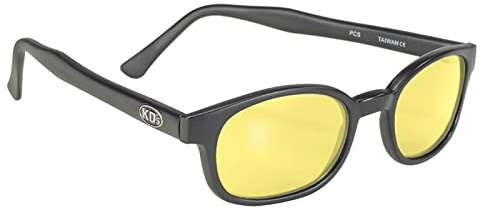 KD's X 11112 - Sonnenbrille schwarz matt Sport und Biker - Herren & Damen - passt unter Helm Motorrad Ski - gelbe Gläser UV400 - getragen von Jax Teller und Samcro Sons of Anarchy, Schwarz , XL