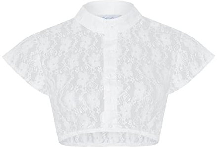 Schöneberger Trachten Couture Frieda Chemisier Dirndl pour femme en dentelle blanche - Élégant chemisier stretch à manches courtes, Blanc., 46