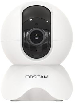 Foscam 5 MP Caméra Surveillance WiFi Intérieur, Pan-Tilt avec 6 Zoom numérique, Audio bidirectionnel, Vision Nocturne, détection Mouvement/Personne, Assistant Vocal, Moniteur bébé Blanc Paquet 1 X5