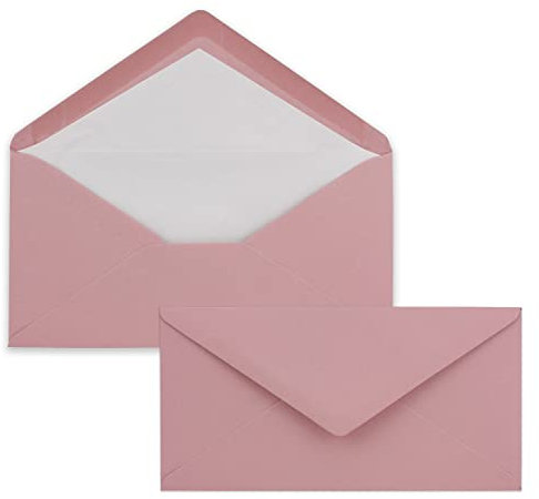 75 x DIN Lang Briefumschläge - Alt-Rosa mit weißem Seidenfutter - 11x22 cm - 110 g/m² - ideal für Einladungen, Weihnachtskarten, Glückwunschkarten aus der Serie Farbenfroh
