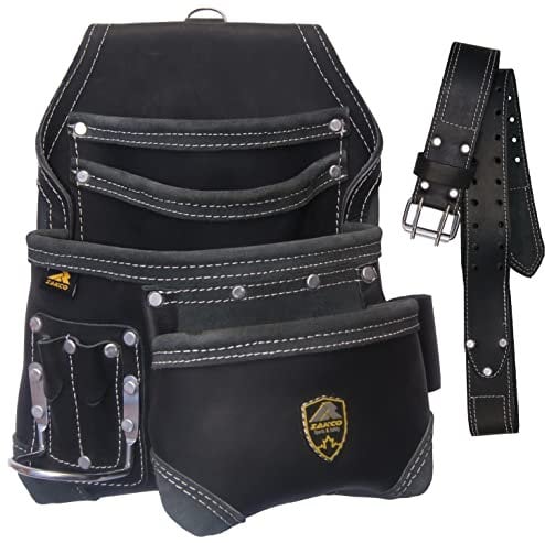 PRO 15. 8 tasche Carpenters Nail & Tool Pouch con cintura, cintura porta attrezzi in vera pelle fiore, porta attrezzi, elettricista, corniciaio, borsa porta attrezzi per cartongesso