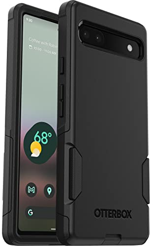 OtterBox Schutzhülle für Google Pixel 6A Commuter Serie, dünn, robust, taschenfreundlich, mit Port-Schutz, Schwarz
