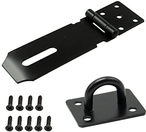 Door Padlock Hasp, 4 Inch Stainless Steel Padlock Hasp and Staple Shed Lock Hasp Shed Door Latch Heavy Duty Gate Lock Latch Security Hasp and Staple for Door Window Cabinet Pet Cage Crate