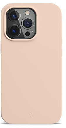 WIIUKA Hülle für iPhone 14 Pro, Softtouch Silikon, Recycelter Kunststoff, extra schlank - Silikonhülle, Premium Handyhülle, Case, Qi, Puderrosa Rosa