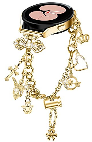 HAYONLIY Metal Bracelet Compatible with Samsung Galaxy Watch 7/6/5/4/FE 40mm 44mm/Galaxy Watch 5 Pro/Galaxy Watch 6/4 Classic 43 mm 47 mm 42 mm 46 mm, 20mm Glitter Diamond Replacement Strap for Women