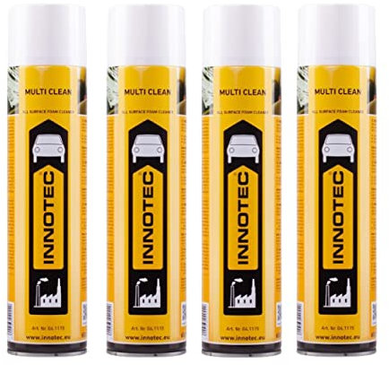 4 Stück Innotec Multi Clean - Universal Schaumreiniger 600 ml Lederreinigung Polsterreinigung Autositzreinigung Innenraumpflege - Aktivschaum für nahezu allen Flächen - Reinigt schnell, effizient
