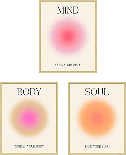 Enthusiasm Farbverlaufs Aura Engel Zahlen Poster, Zuhause Wanddekoration für Zimmer ästhetische inspirierende Zitate Wandkunst ungerahmt (C, 40 x 60 cm x 3 Stück)