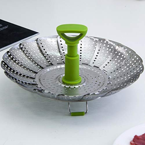 OQHAIR Vaporizador de Verduras de Acero Inoxidable Cesta de Vapor Plegable para Plato de Comida Utensilios de Cocina de Verduras Herramienta de Cocina Vaporera (Tamaño : Medium) (Medium)