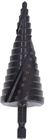 Forets étagés Milwaukee Forets étagés pour Métal Forets à Métaux pour Acier, Forets étagés HSS Rainure Hélicoïdale Pagode Trou Alésoir Outil à Tige Hexagonale pour Métal Noir (15
