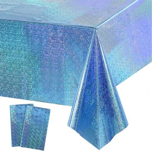 GREATRIL Blue Party Table Cover Decoration Tablecloth for Frozen/Under Sea/Ocean Theme Birthday Party Decorations Rectangle Tablecover with 54'' x 108'' - 2 Packs