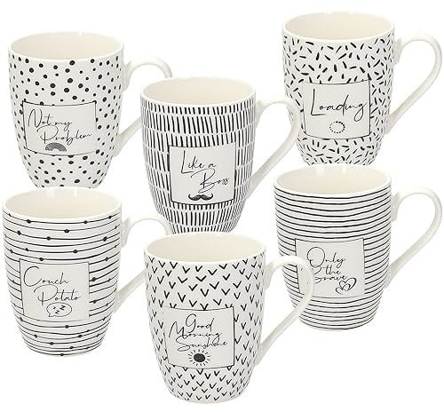 Tognana Mood, set 6 mug 350 cc, New Bone China, nero