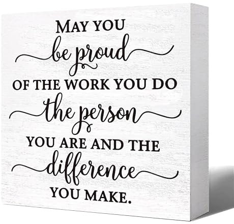 YROVWENQ May You Be Proud Inspirational Wooden Box Plauqe Sign Block Sign Decor for Home, Bedroom, Office Desk Shelf Table Decoration - Thank You Gift