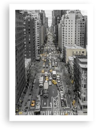 Wandposter Art Prints 50x70cm Poster ohne Rahmen New York Straße Taxen Küche Wanddeko Bild Wand Kunstdruck Deko Wandbilder Dekoration Wohnzimmer Schlafzimmer Modern Wall Art Decor - P2XPA50x70-6081