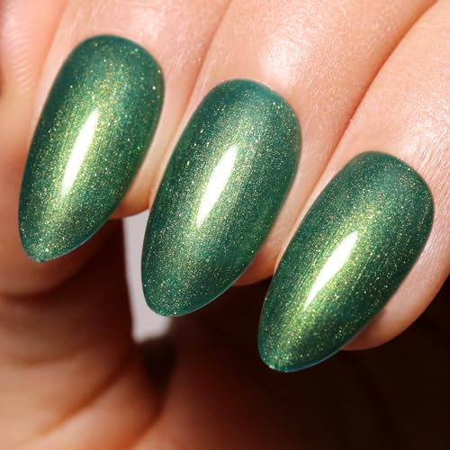 Imtiti Perlen Gel-Nagellack, 15 ML Metallisch Grün Glitzer-Zeichnungs Lack Mit Muschel Schimmernd Meerjungfrauen-Nagel-Gel Zum Aushärten UV LED, Soak Off Für Heim-DIY-Nail-Art