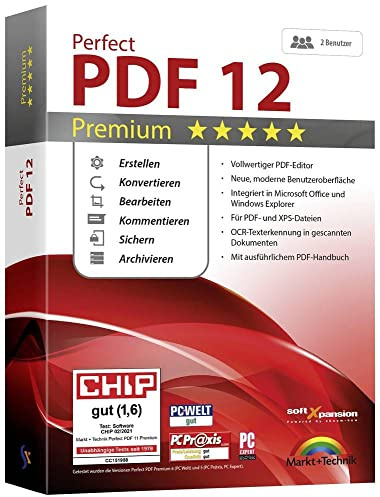Markt & Technik Perfect PDF 12 Premium inkl. OCR Vollversion, 1 Lizenz Windows PDF-Software