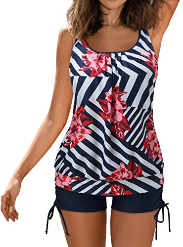 YOGALULU Badeanzug Damen Bauchweg Bikini Damen Knapp Bikini Dunkelrot Bikini Von Hinten Shape Badeshorts Damen Triangel Bikini Bunt Neon Bikini Oberteil