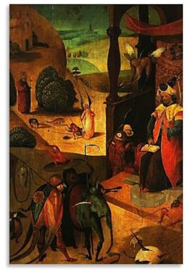 Hieronymus Bosch-Kunstwerk – St. Jacob und der Magier Druck, Poster, Gemälde auf Leinwand, Wandkunst, Rollbild, Druck, Wohnzimmer, Wände, Dekoration, Häuser, 30 x 45 cm
