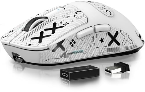 ATTACK SHARK X3 Pro 4K/8K Hz Mouse, 59g SUPERLIGHT, PixArt PAW3395 Gaming Sensor, BT/2.4G Wireless/Wired Gaming Mouse, 6 Adjustable DPI up to 26000, 200 Hrs Battery, for Win11/Xbox/PS/Mac (White)