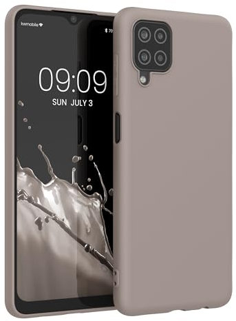 kwmobile Hülle kompatibel mit Samsung Galaxy A12 Hülle - weiches TPU Silikon Case - Cover geeignet für kabelloses Laden - Taupe