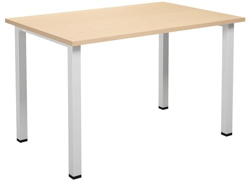 kaiserkraft | Mehrzwecktisch Duo-U | gerade Platte | Tiefe 800 mm | Breite 1200 mm | Birke | weiß
