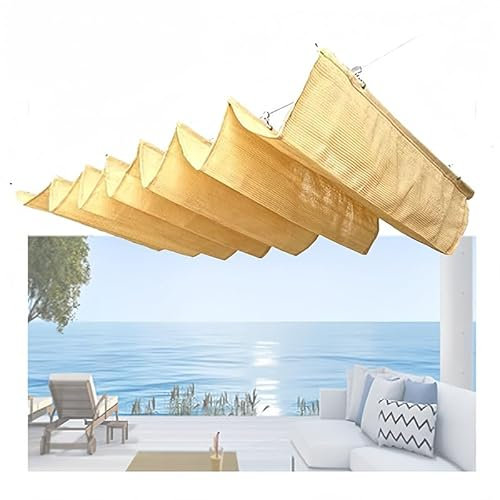 LVLDAWA EINZIEHBAR Welle SONNENSEGEL, Einziehbare Block-UV-HDPE-Gewebe-Markise, Hängen Sie Die Wellenschirmabdeckung In U-Form Herunter Für Deckveranda (Farbe : Gelb, Größe : 2.2x10m)