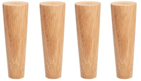 WSZGRJDM 4 Stück Holz-Möbelfüße, Konisch Möbelbeine Massivholz Beine Aus Eiche mit Montageplatten Sofafüße für Schrank, Sofa, Couchtisch, TV-Schrank und Andere Möbelbeine