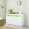 Sideboard Cabinet, White High Gloss Sideboard Display Cabinet with LED Lights, 3 Door and 1 Open Shelf, Modern Cupboard Storage Unit for Kitchen Living Room Dining Room Hallway 152 * 35 * 97CM