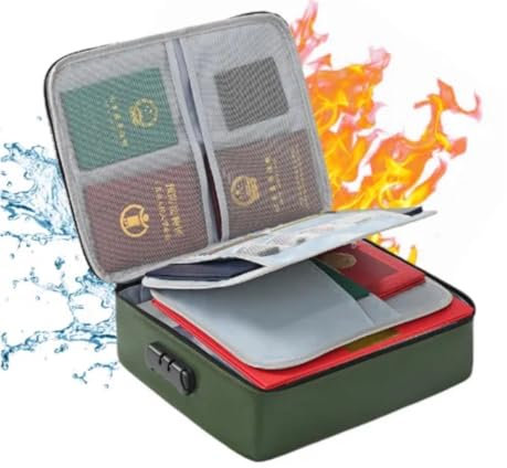 Revolex Waterproof Document Bag – Fireproof A4 Document Organizer & Storage Folder for Important Papers with 20 Pouches, Secure Bag Case with Lock for Home and Office Use