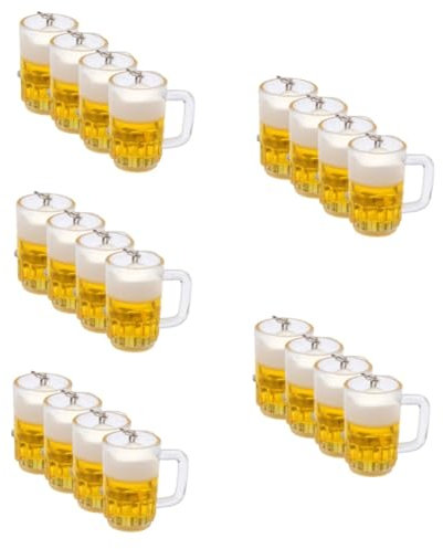 BESTYASH 20 STK Bierkrug Schlüsselanhänger Bierglas Schlüsselanhänger Mini Bierglas Anhänger Neuheit Schlüsselanhänger Bierkrug-Anhänger Schlüsselbund Schlüsselringe Bierbecher Anhänger