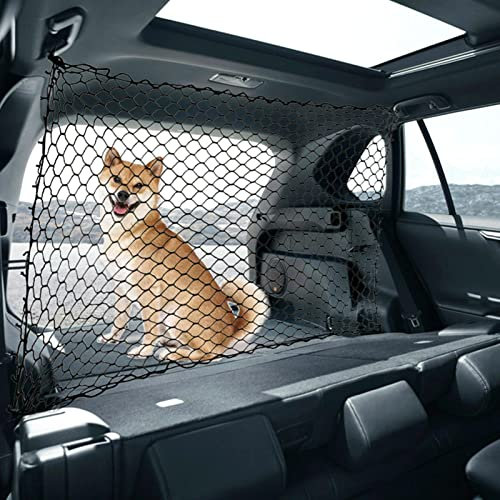 Dog Car Barriers, Universal Pet Guard Car Pet Barrier for Dogs, Mesh Dog Car Divider Net Pet Guard Car Driving Safety Net Fence Protection Stretchable Storage Bag with Buckle for SUV Truck Vehicle