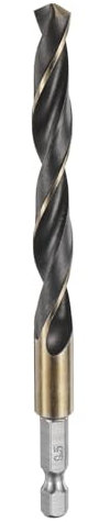 sourcing map 1/4 Hex Shank Twist Drill Bits 9.5mm Gold Titanium & Black Nitride Coated 4341 High Speed Steel Quick Change Hex Drilling Bit Jobber Drill Bits for Wood Plastic Metal