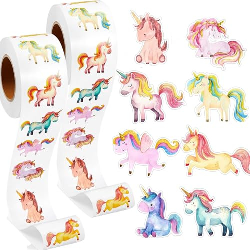 1000 Stück Einhorn Aufkleber Unique Unicorn Sticker Roll Sticker Tier Belohnungsaufkleber Für Laptop, Autos, Motorrad, Fahrrad, Skateboard, Gepäck, Koffer, Diy Party Supplies (Einhorn)