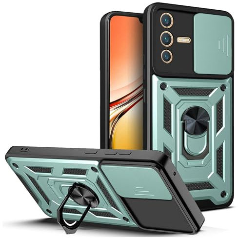 Hülle für Vivo V23 [2 in 1 Dia-Kamera-Objektiv-Abdeckung] Kompatibel mit Vivo V23 Hülle Case Handyhülle Schutzhülle Green