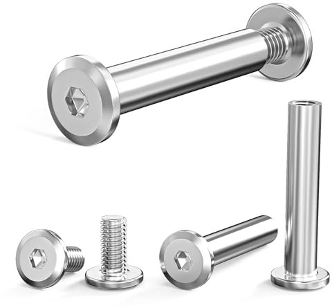 ORTAVA 30 Stück Verbindungsschrauben M5 x 30 mm (30 x Möbelschrauben, 30 x Hülsenschrauben), Edelstahl A2 V2A Schrankverbinder, Möbelverbinder, Schränken, Holzbrettern