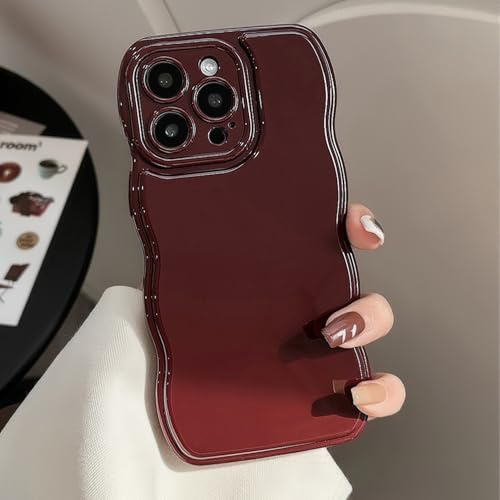 Rokmym Coque iPhone 13 Pro Bord Ondulé Brillant en Silicone TPU Souple Ultra Fin Cover Protection Anti-Choc Housse Étui pour iPhone 13 Pro, Bordeaux