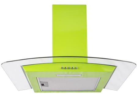 SIA 60cm Curved Glass Chimney Cooker Hood, Red, Wall Mounted, CGH60GN | Ducting or Recirculating Kitchen Extractor Fan, 3 Speeds, 2 Year Guarantee